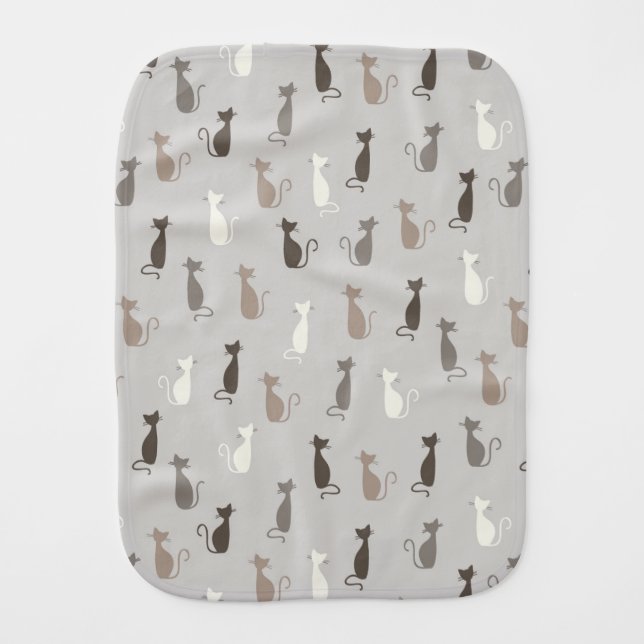 Cats pattern baby burp cloth (Front)