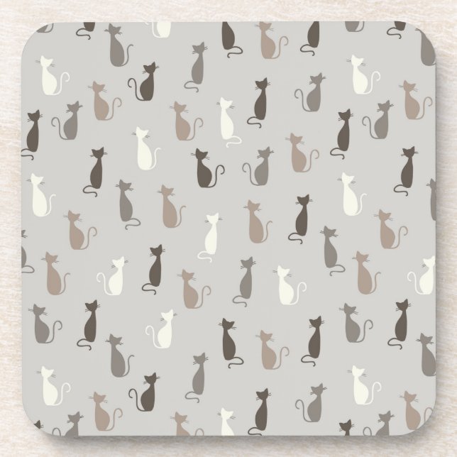 Cats pattern beverage coaster (Front)