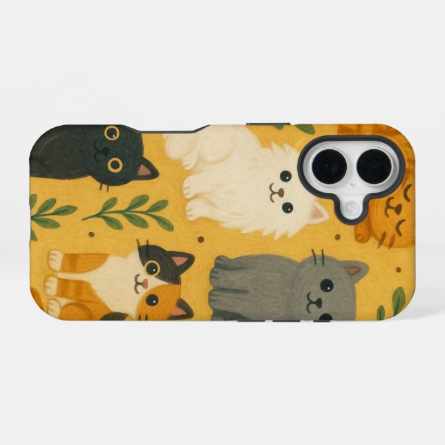 Cats Pattern | Cute Feline All-Over Print Design iPhone Case (Back Horizontal)