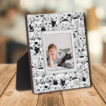 Cats Pattern Frameless Photo Easel Back Plaque<br><div class="desc">Made to look dimensional, a border of black and white cats creates a fun frame for your favorite photo on this tabletop plaque with a built-in easel. The image is put directly on the hardboard panel for a stunningly crisp image with an easy wipe clean surface. Great as a gift...</div>