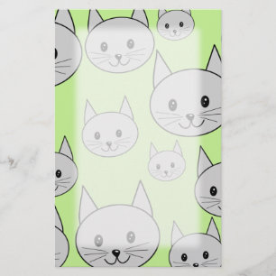 Cats Pattern in Green and Gray. Stationery