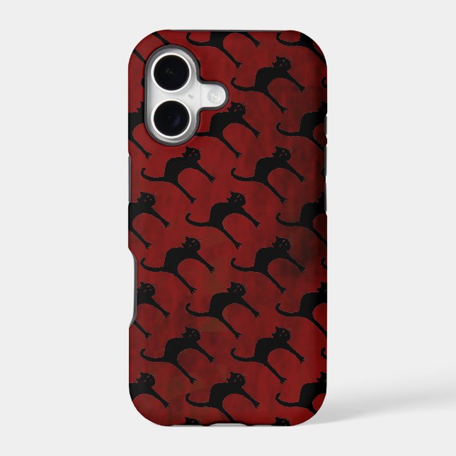 cats pattern on red background iphone case (Back)