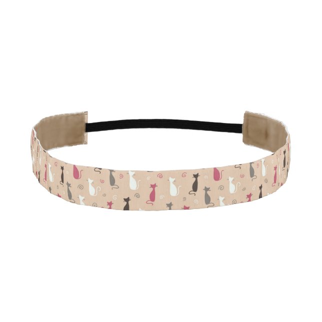 cats Pattern Pink Athletic Headband (Front)