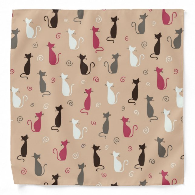 cats Pattern Pink Bandana (Front)