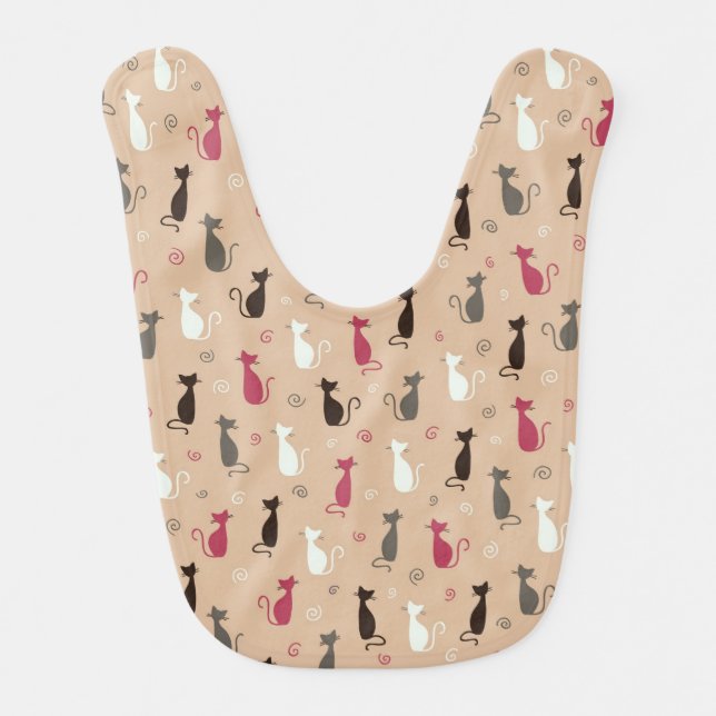 cats Pattern Pink Bib (Front)