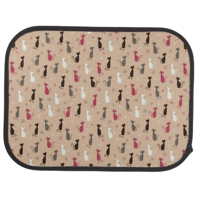 cats Pattern Pink Car Floor Mat (Rear)