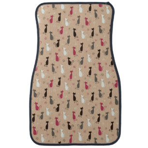 cats Pattern Pink Car Mat