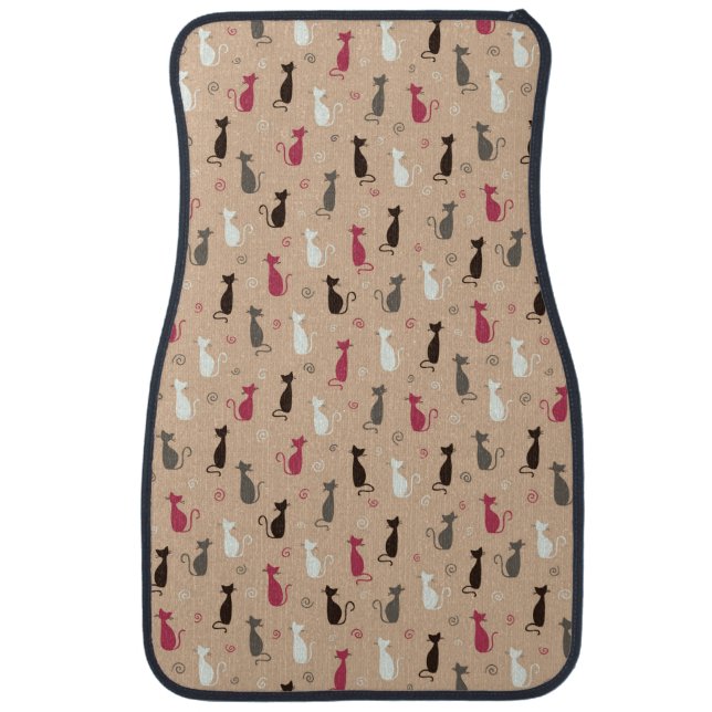 cats Pattern Pink Car Mat (Front)