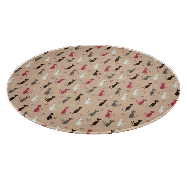 cats Pattern Pink Cutting Board (Corner)