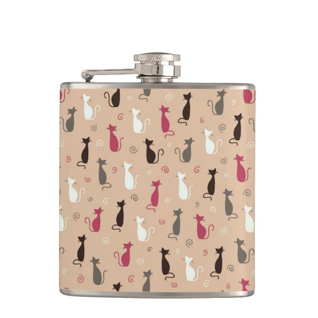 cats Pattern Pink Flask (Front)