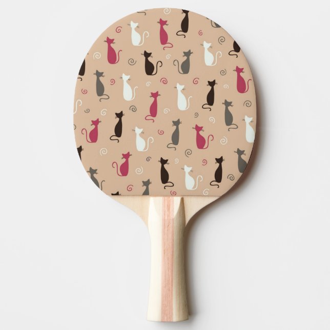 cats Pattern Pink Ping-Pong Paddle (Front)