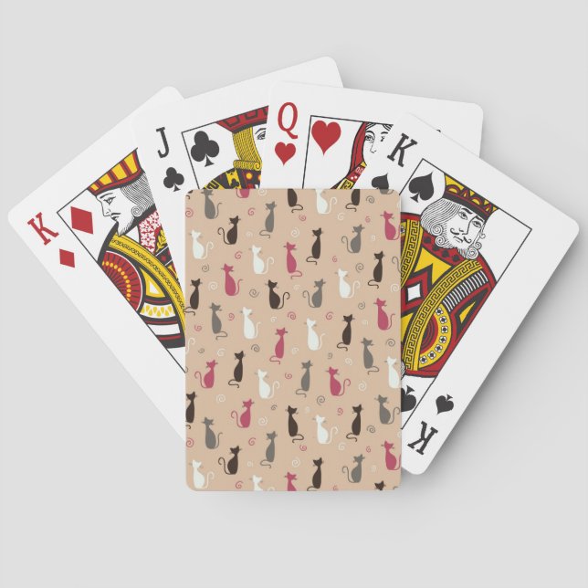 cats Pattern Pink Poker Cards (Back)