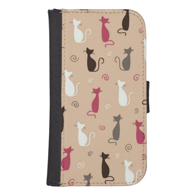 cats Pattern Pink Samsung Galaxy Wallet Case (Front)
