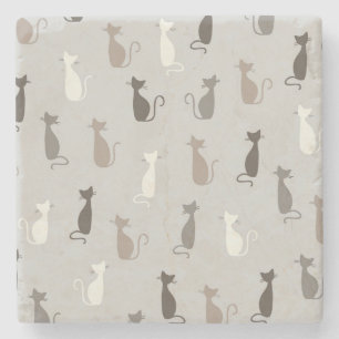 Cats pattern stone coaster