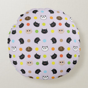 cats patterns round pillow
