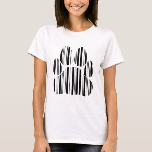 CATS PAW BAR CODE Feline Barcode Print Pattern T-Shirt
