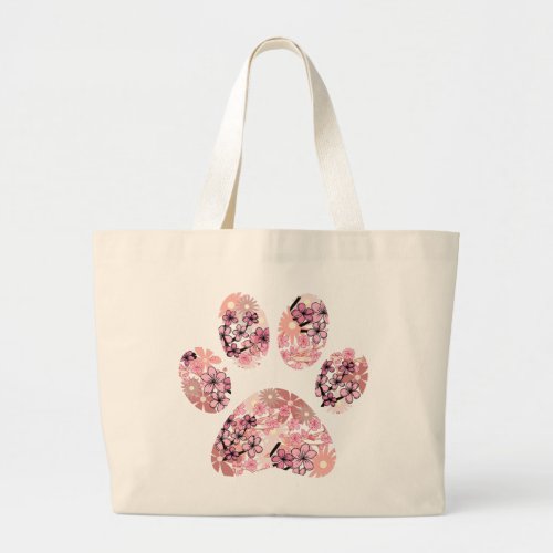 Cats Paw Paws Floral Paw Large Tote Bag