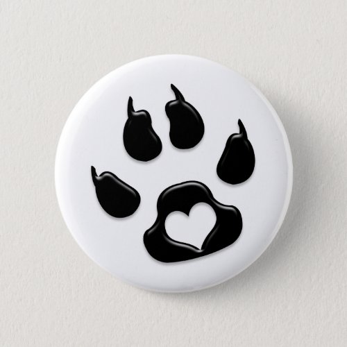 Cats Paw Print Black Pinback Button