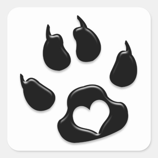 Cat's Paw Print Black Square Sticker | Zazzle