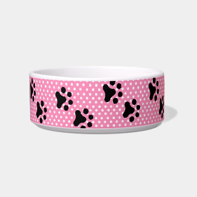 Cat's Paws Pink Polkadot Bowl (Right)