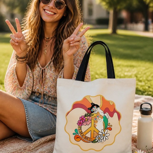 Cats | Peace Out Tote Bag (Creator Uploaded)
