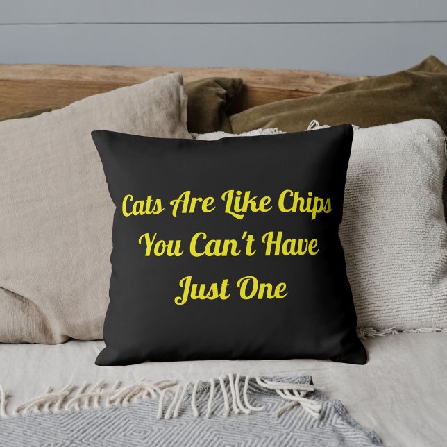 Cats Personalized Funny Cool Funny Pet Quote Black Throw Pillow (Creator Uploaded)