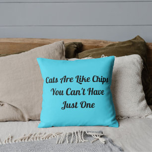 Cats Personalized Funny Cool Modern Pet Quote Blue Throw Pillow