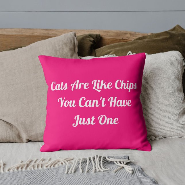 Cats Personalized Funny Cool Modern Pet Quote Pink Throw Pillow (Creator Uploaded)