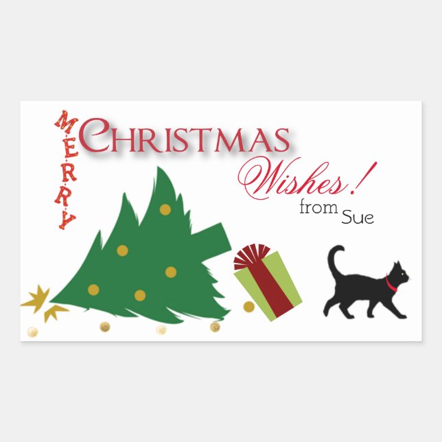 Cat's Perspective of Christmas Gift Tag Stickers (Front)