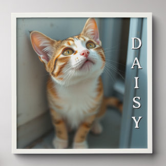 Cat's Photo and Name Personalized  Peel And Stick Photo Tile