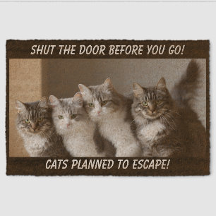Cats Photo Humor Text Fiber Doormat