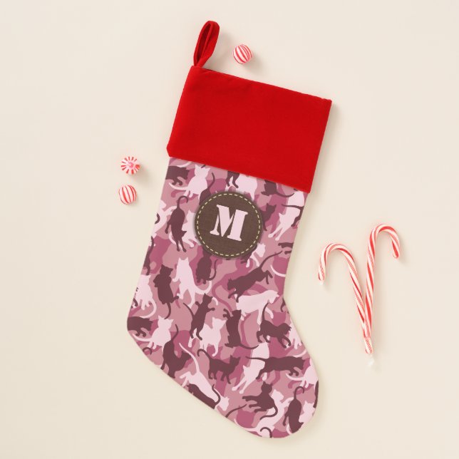 Cats Pink Camouflage Christmas Stocking (Front)