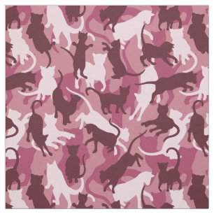 Cats Pink Camouflage Fabric
