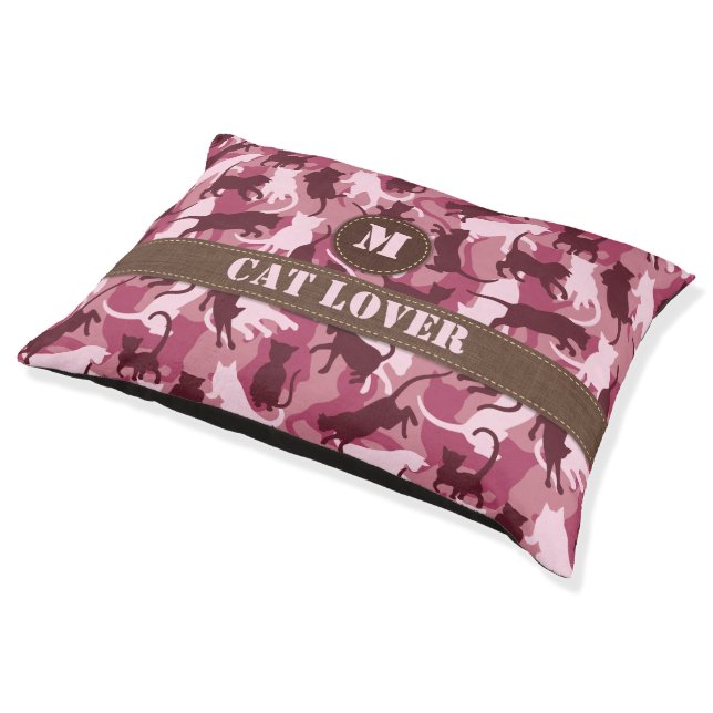 Cats Pink Camouflage Pet Bed (Angled)