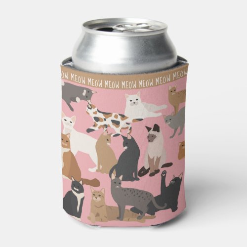 Cats  Pink Crazy Cat Lady Can Cooler
