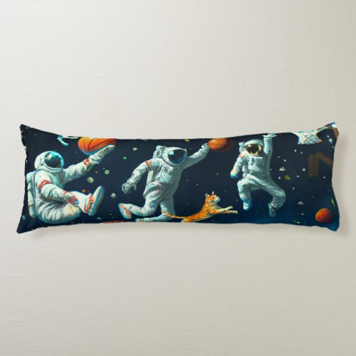 Cats Playing Basketball in Space with Astronauts Body Pillow