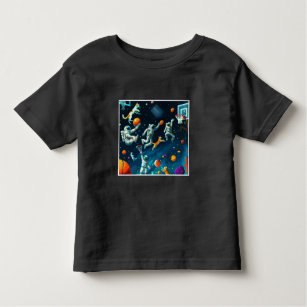 Cats Playing Basketball in Space with Astronauts Toddler T-shirt