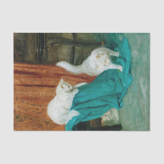 Cats Playing by Arhur Heyer Tissue Paper (Front)