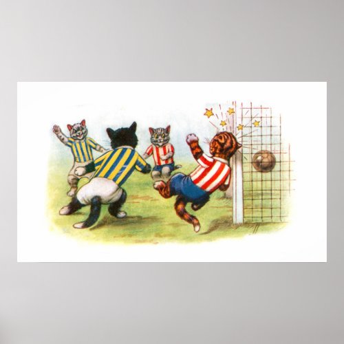 Cats playing football poster