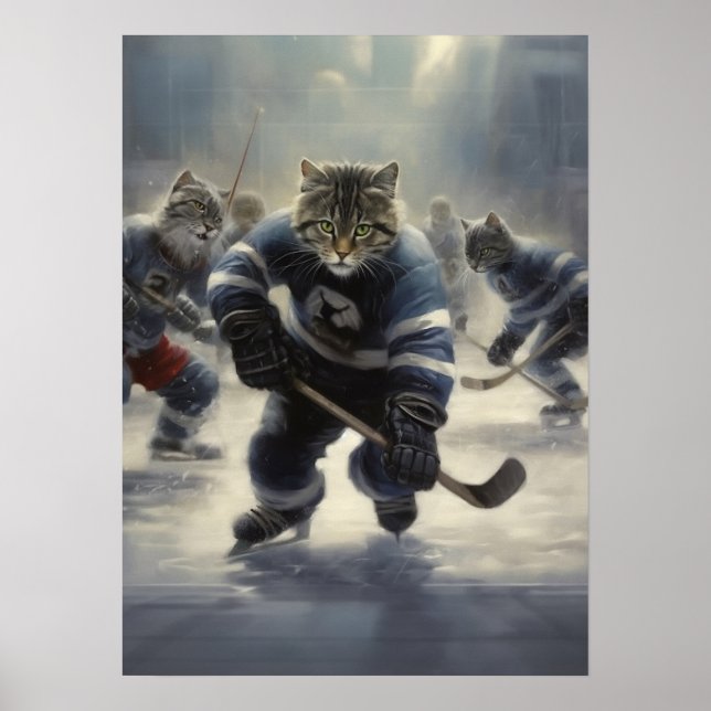 Cats Playing Hockey Poster (Front)