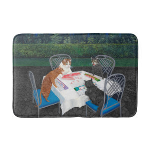 Cats Playing Mahjong Bath Mat