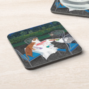 Cats Playing Mahjong Beverage Coaster