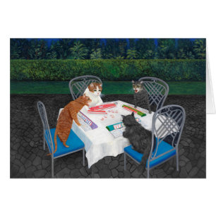 Cats Playing Mahjong Cards