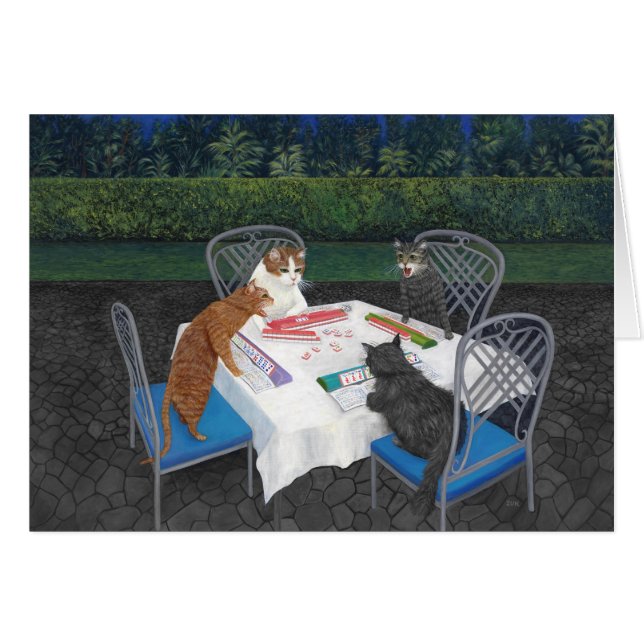Cats Playing Mahjong Cards (Front Horizontal)