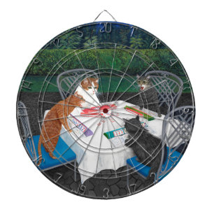 Cats Playing Mahjong Dartboard With Darts