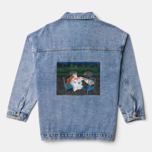 Cats Playing Mahjong Denim Jacket