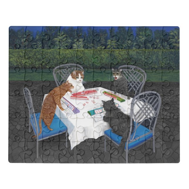 Cats Playing Mahjong Jigsaw Puzzle (Puzzle Horizontal)
