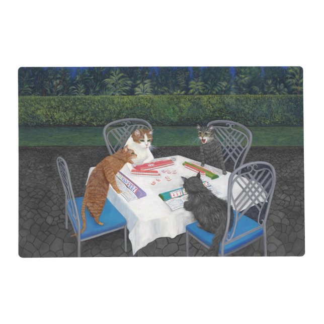 Cats Playing Mahjong Placemat (Front)