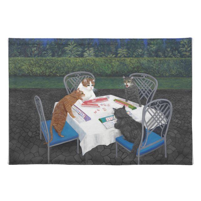 Cats Playing Mahjong Placemat (Front)