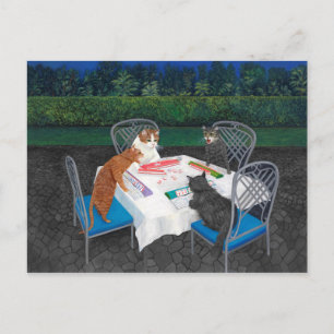 Cats Playing Mahjong Postcard